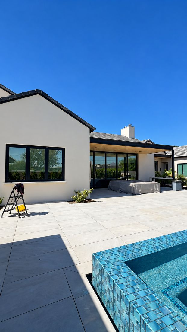 Clean windows on a Valley home with a pool